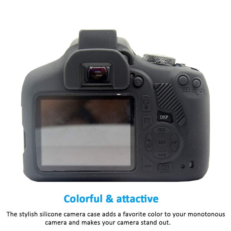 Easy Hood حافظة كاميرا لكاميرات كانون EOS Rebel T6 T7 T5، غلاف واقي ناعم من السيليكون المقاوم للخدوش لكاميرات كانون EOS 1500D Rebel T7 / EOS 1300D Rebel T6 DSLR (أحمر) - Image 2